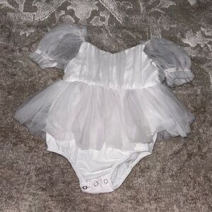 Elegant White and Gray Kids One Piece